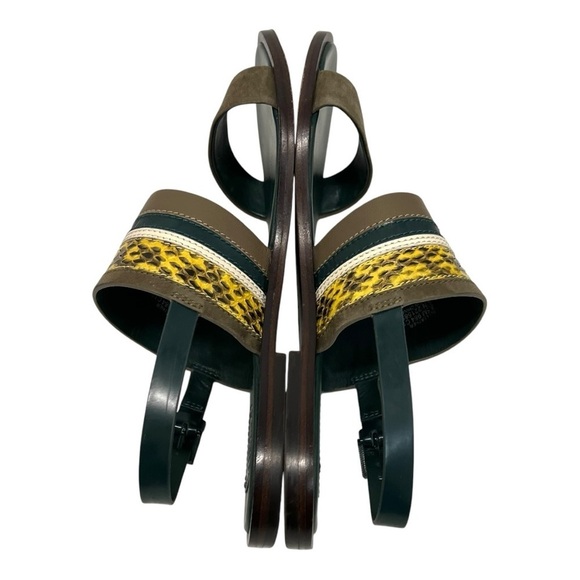 Tory Burch Edina Green Leather Colorblock Slingback Soho Lux Sandals Women’s 8.5 - Picture 9 of 16